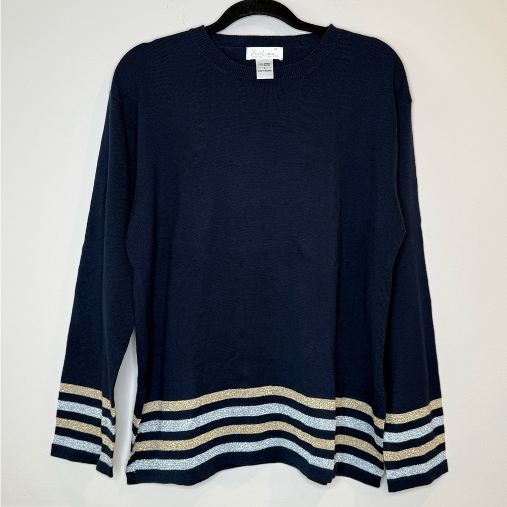 🔥Tara Vanessa Navy Top with Silver and Gold Stripes🔥